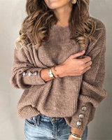 Locker Geschnittener Strickpullover - Charlotta in Khaki