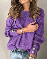 Locker Geschnittener Strickpullover - Charlotta in Lila