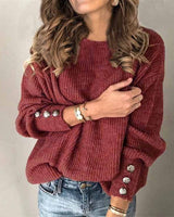 Locker Geschnittener Strickpullover - Charlotta in Weinrot