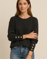 Locker Geschnittener Strickpullover - Charlotta in Schwarz
