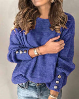 Locker Geschnittener Strickpullover - Charlotta in Blau