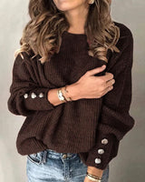 Locker Geschnittener Strickpullover - Charlotta in Dunkelbraun