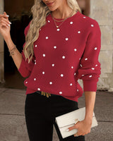 Locker Sitzender Pullover Mit Punktmuster - Sahra in Rot