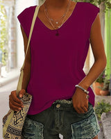 Lockeres V-Ausschnitt-Shirt - Nadine in Fuchsia