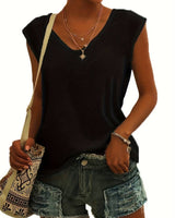 Lockeres V-Ausschnitt-Shirt - Nadine in Schwarz