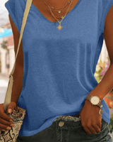 Lockeres V-Ausschnitt-Shirt - Nadine in Blau