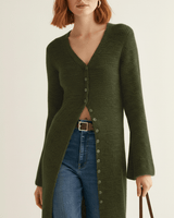 Longline-Cardigan Mit Knopfleiste - Lisann in Khaki