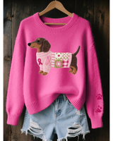 Lotter | Damen Pullover mit Dackel Design in Dunkelrosa