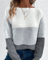 Langarm Pullover Damen kuschelig warm in Hellgrau