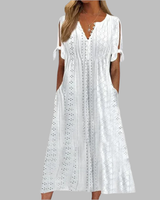 Alice - Elegantes Sommer-Boho-Midikleid in Weiß