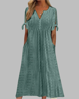Alice - Elegantes Sommer-Boho-Midikleid in Dunkelgrün