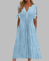 Alice - Elegantes Sommer-Boho-Midikleid in Blau