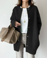Miline - Lässige Strickjacke mit langen Ärmeln in Schwarz