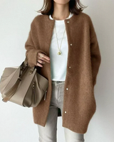 Miline - Lässige Strickjacke mit langen Ärmeln in Khaki