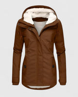 Amélie | Warmer wasserdichter Wintermantel mit Kapuze in Khaki