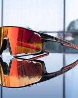 Aerovex - Verspiegelte Rundum Geschlossene Fahrrad Sonnenbrille in Sonnenuntergang Schwarz
