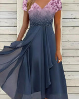 Maxi-Abendkleid - Lilith in Pink-Blau