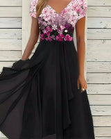 Maxi-Abendkleid - Lilith in Pink-Schwarz
