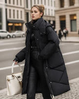 Aloisia - Lange, warme Fleecejacke in Schwarz