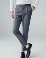 Theodore | Slim-Fit Bundfalten Anzughose in Grau
