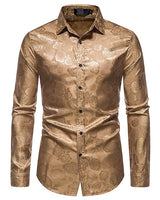 Oliver | Langarm Hochglanz Langarmhemd in Gold