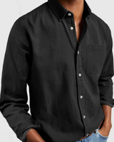 Edmund | Regular-Fit Langarm Langarmhemd in Schwarz
