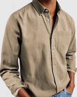 Edmund | Regular-Fit Langarm Langarmhemd in Khaki