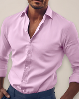 Percival | Langarm Knopfleiste Langarmhemd in Rosa