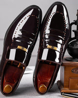 Leonard | Schlupf Hochglanz Loafer in Braun