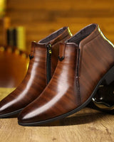 Richard | Seitlicher Reißverschluss Knöchelhoher Schaft Stiefeletten in Braun
