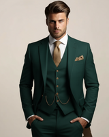 Spencer | Einreihig Strukturiert Dreiteiliges Anzugset in Teal Grün
