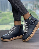 Merle | Damen Lederschuhe Warm Gefüttert Herbst Komfort in Schwarz