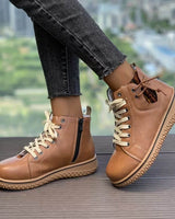 Merle | Damen Lederschuhe Warm Gefüttert Herbst Komfort in Hellbraun