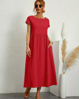 Keiraen - Elegantes Soft-Touch-Kleid in Rot