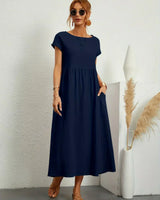 Keiraen - Elegantes Soft-Touch-Kleid in Marineblau