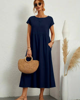 Cintia – Lässiges Midi Kleid in Marineblau