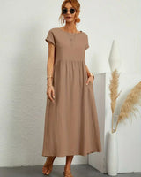 Keiraen - Elegantes Soft-Touch-Kleid in Khaki