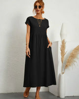 HEIKE™ – FLIESSENDES MIDIKLEID VON ZEITLOSER ELEGANZ in Schwarz