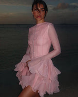 Mini Cocktailkleid Damen Elegant in Rosa