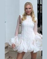 Mini Cocktailkleid Damen Elegant in Weiß