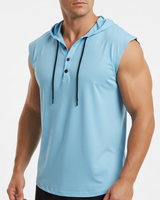 Mouwloos Henley Tanktop - AeroVibe in Hellblau
