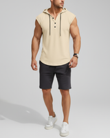 Mouwloos Henley Tanktop - AeroVibe in Khaki
