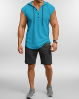 Mouwloos Henley Tanktop - AeroVibe in Dunkles Cyan