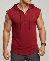Mouwloos Henley Tanktop - AeroVibe in Rot