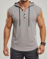 Mouwloos Henley Tanktop - AeroVibe in Grau