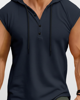 Mouwloos Henley Tanktop - AeroVibe in Marineblau