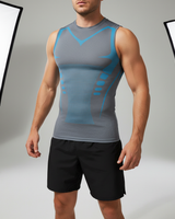 Mouwloos Compressieshirt Sport - CoreSculptX in GrauBlau