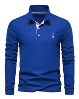 Antoine - Langärmeliges Herren-Poloshirt für den Alltag in Blau