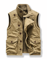 NICHOLAS - Fleece Linde Militärweste in Beige