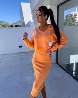 Imelda | Lässiges Sweatshirt- und Kleid-Set in Orange